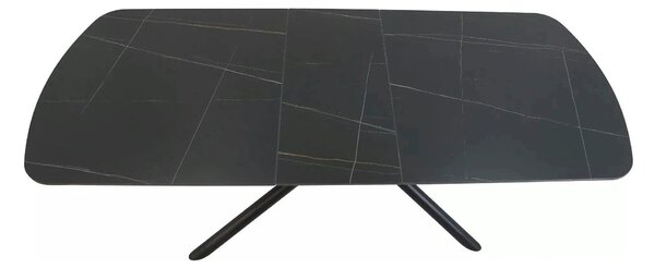 Masa extensibila VECTOR, negru mat cu efect de marmura, ceramica/metal