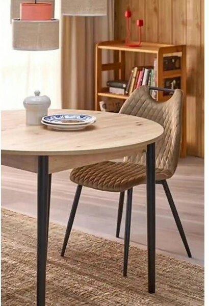 Scaun K569, bej - HLR 11, stofa catifelata/otel, 47x54x84 cm