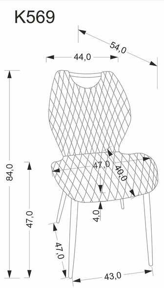 Scaun K569, bej - HLR 11, stofa catifelata/otel, 47x54x84 cm
