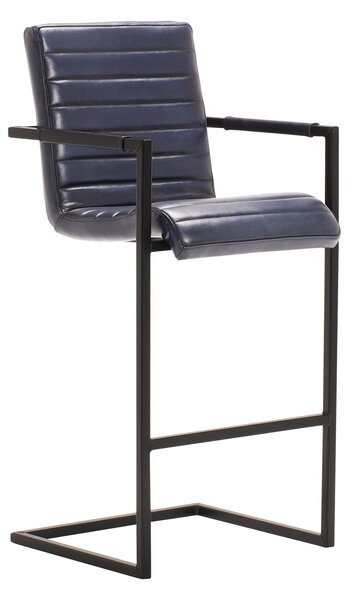 Scaun bar din piele Nomad Ribbed L DarkBrown