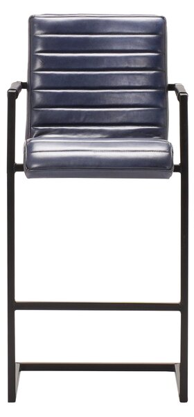 Scaun bar din piele Nomad Ribbed L DarkBrown