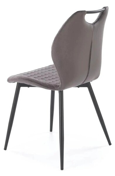 Scaun K569, gri - HLR 21, stofa catifelata/otel, 47x54x84 cm
