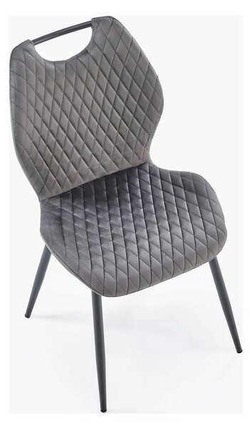 Scaun K569, gri - HLR 21, stofa catifelata/otel, 47x54x84 cm
