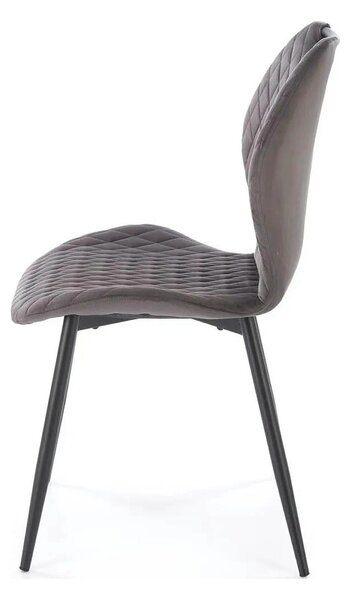 Scaun K569, gri - HLR 21, stofa catifelata/otel, 47x54x84 cm