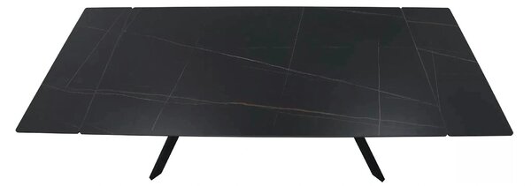 Masa extensibila IMPERIA, negru mat cu efect de marmura, ceramica/meta