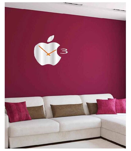 Ceas de perete din plastic în bucătărie APPLE, 35x35 cm