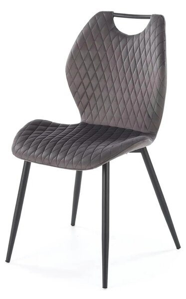 Scaun K569, gri - HLR 21, stofa catifelata/otel, 47x54x84 cm