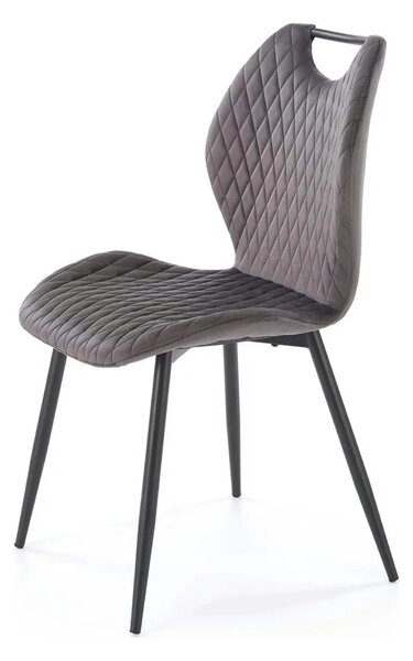 Scaun K569, gri - HLR 21, stofa catifelata/otel, 47x54x84 cm