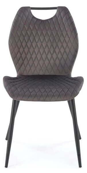 Scaun K569, gri - HLR 21, stofa catifelata/otel, 47x54x84 cm