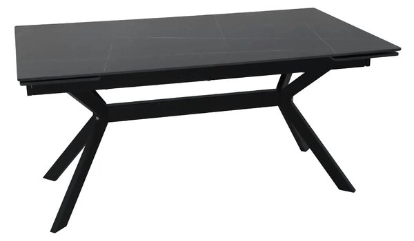 Masa extensibila IMPERIA, negru mat cu efect de marmura, ceramica/meta