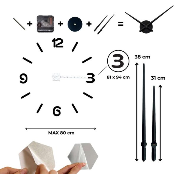 Ceas de perete mare cu oglindă | DIY 3D
