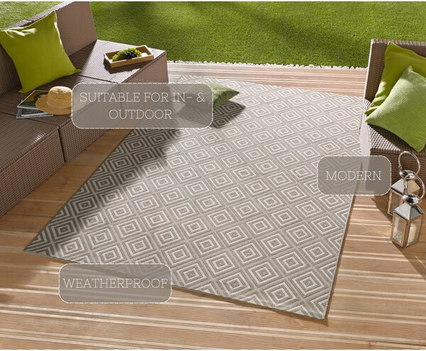 Covor de exterior NORTHRUGS Karo, 80 x 150 cm, gri