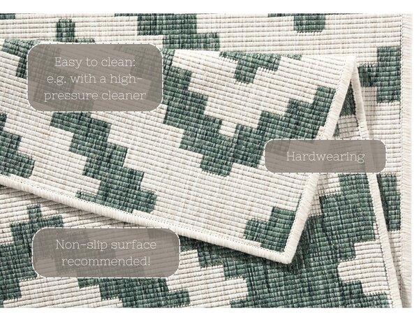Covor reversibil adecvat pentru interior și exterior verde-crem 80 x 345 cm Malta - NORTHRUGS