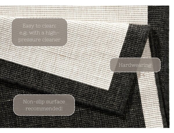 Covor adecvat pentru exterior NORTHRUGS Panama, 80 x 150 cm, negru - crem