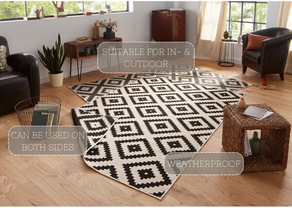 Covor adecvat pentru exterior NORTHRUGS Malta, 80 x 150 cm, negru - crem