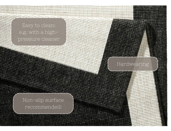 Covor adecvat pentru exterior NORTHRUGS Panama, 80 x 250 cm, negru - crem