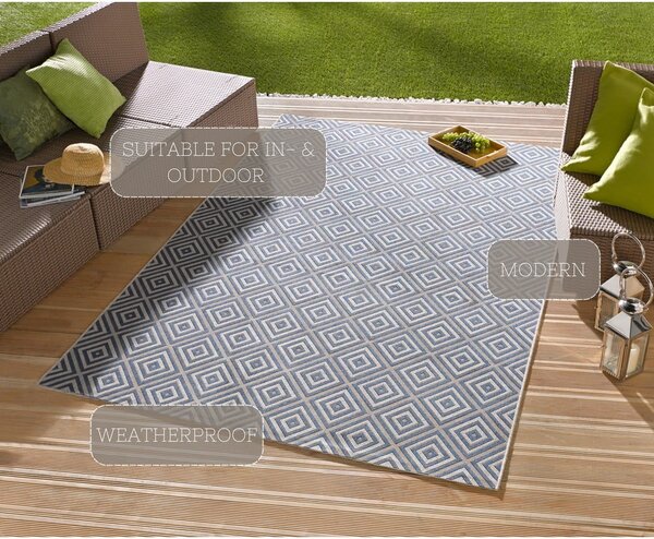 Covor de exterior NORTHRUGS Karo, 160 x 230 cm, albastru