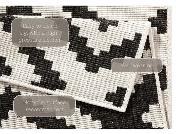 Covor reversibil adecvat pentru interior și exterior negru-crem 80 x 345 cm Malta - NORTHRUGS
