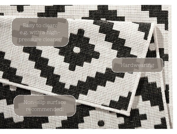 Covor adecvat pentru exterior NORTHRUGS Malta, 80 x 150 cm, negru - crem