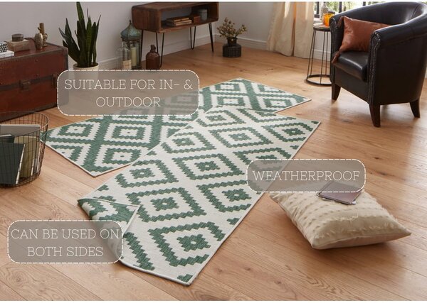 Covor reversibil adecvat pentru interior și exterior verde-crem 80 x 345 cm Malta - NORTHRUGS