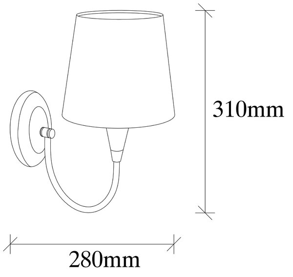 Lampa perete PARDO 3031, auriu/alb, metal/material textil, 16x28x31 cm