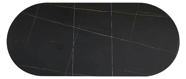 Masa extensibila GASTON, negru mat cu efect de marmura, ceramica/metal