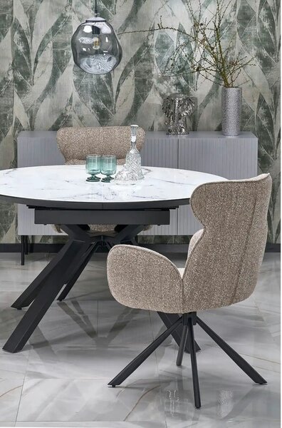 Scaun K571, bej inchis/negru, stofa clasica/otel, 63x64x93 cm