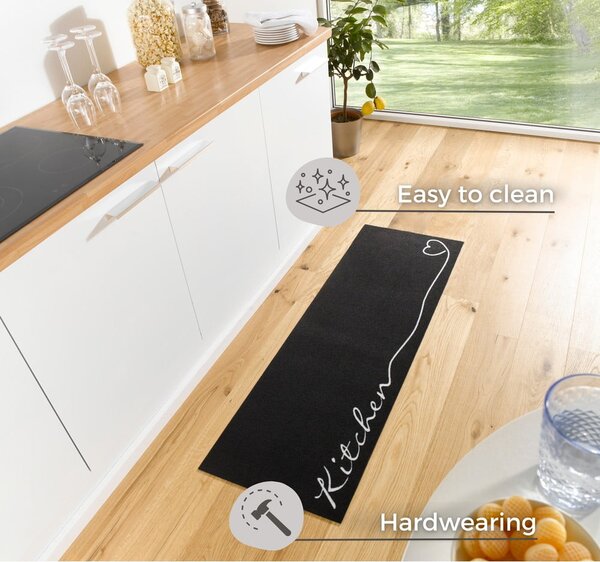 Covor de bucătărie / traversă Zala Living Kitchen, 50 x 150 cm, negru