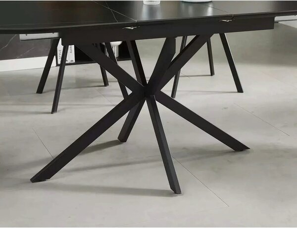 Masa extensibila GASTON, negru mat cu efect de marmura, ceramica/metal
