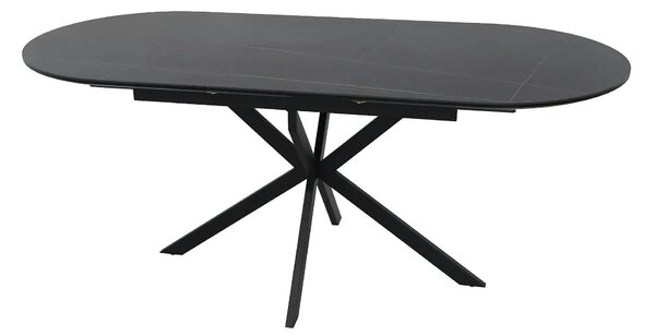 Masa extensibila GASTON, negru mat cu efect de marmura, ceramica/metal