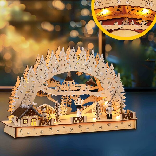 Arc LED de Crăciun CLEMENT, 45x12,5x28cm, maro natural Monzana