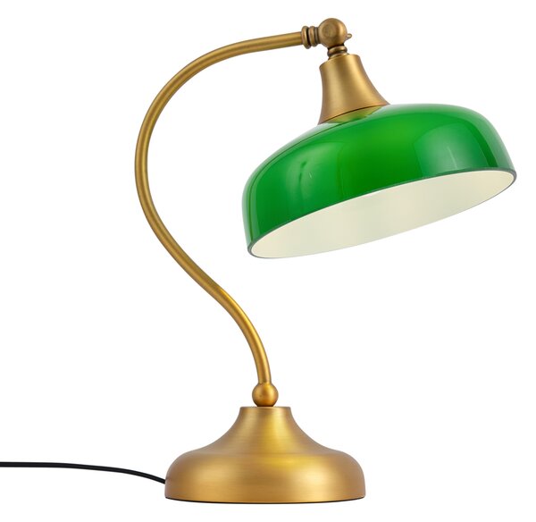Lampă de masă clasică bronz cu sticlă opal verde - Clerk