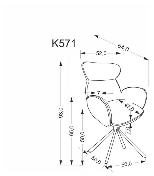 Scaun K571, scortisoara/negru, stofa clasica/otel, 63x64x93 cm