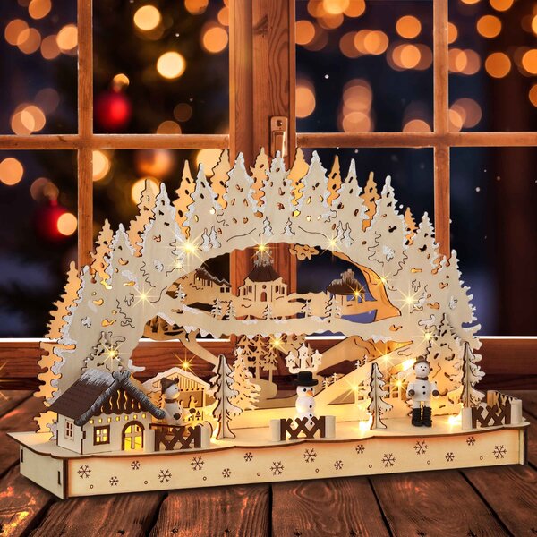 Arc LED de Crăciun CLEMENT, 45x12,5x28cm, maro natural Monzana