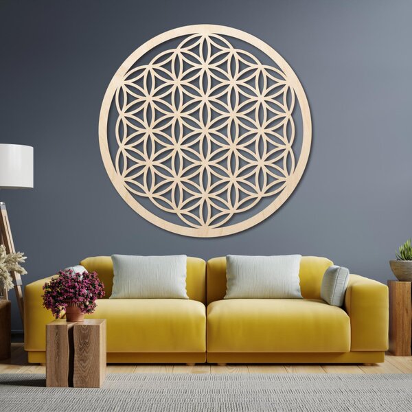 Pictură murală Mandala din lemn | Floarea Vieții