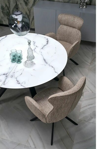 Scaun K571, bej inchis/negru, stofa clasica/otel, 63x64x93 cm