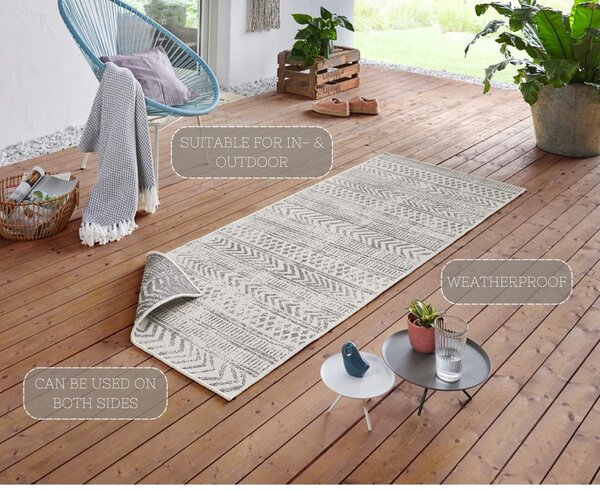 Covor adecvat pentru exterior NORTHRUGS Biri, 80 x 250 cm, gri-crem