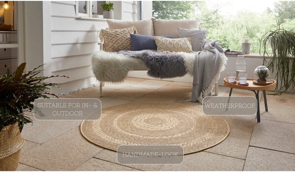 Covor adecvat interior/exterior NORTHRUGS Almendro, Ø 160 cm, bej