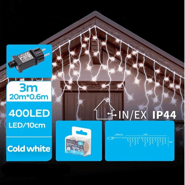 Brilagi - Ghirlandă LED pentru exterior 400xLED/8 funcții 23x0,6m IP44 alb rece