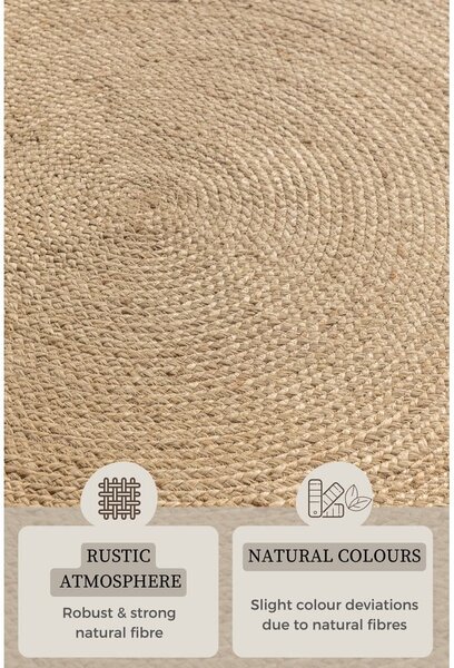 Covor fildeș reversibil rotund din iută ø 140 cm Braided – Hanse Home