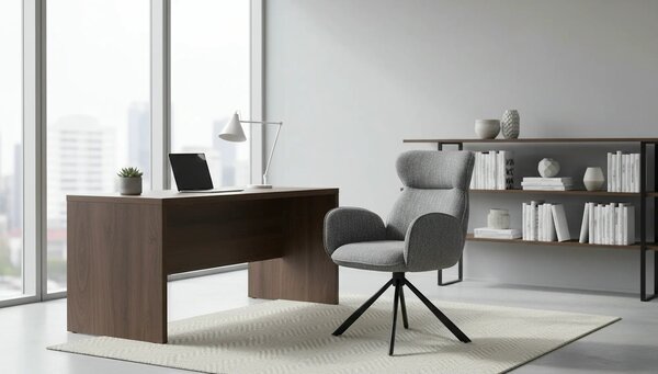 Scaun K571, gri/negru, stofa clasica/otel, 63x64x93 cm
