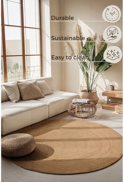 Covor în culoare naturală reversibil rotund din iută ø 140 cm Braided – Hanse Home