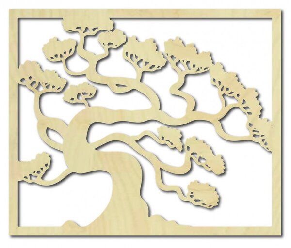 Imagine din lemn pe peretele unui placaj din lemn de bonsai DRAZSKA