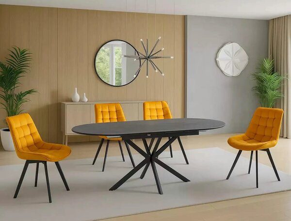 Masa extensibila GASTON, gri mat cu efect de marmura, ceramica/metal