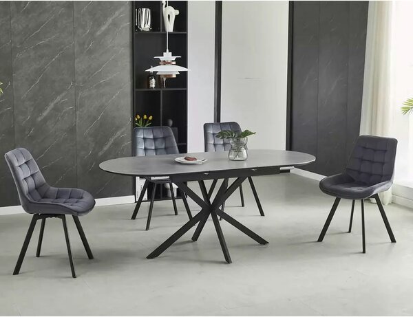 Masa extensibila GASTON, gri mat cu efect de marmura, ceramica/metal