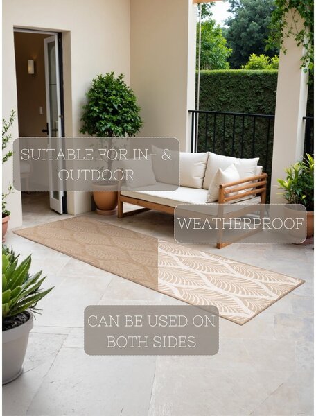 Covor tip traversă pentru interior și exterior bej/fildeș 80x250 cm Duet Liora – NORTHRUGS