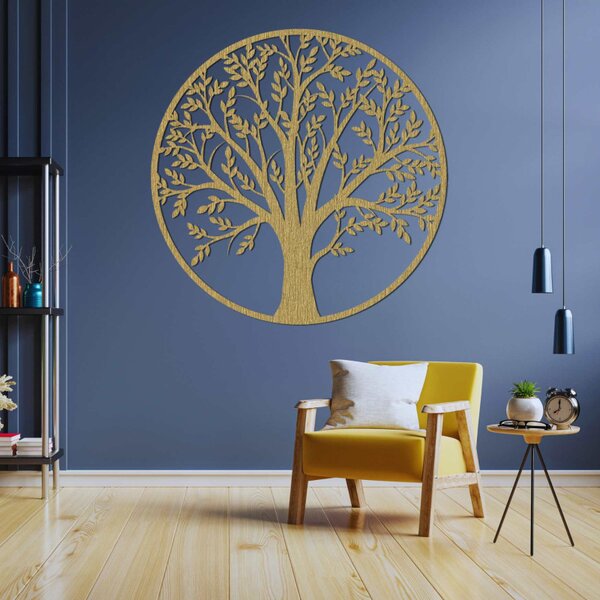 Copacul Vieții din lemn, într-un cerc – decorațiune murală | FORTIS