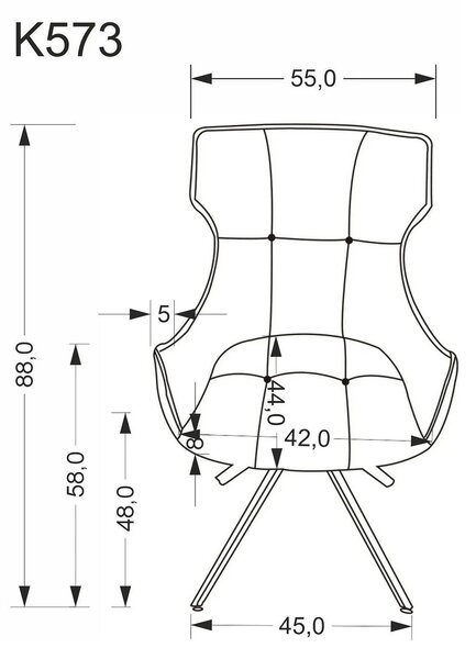 Scaun K573, gri/negru, stofa clasica/otel, 55x64x88 cm