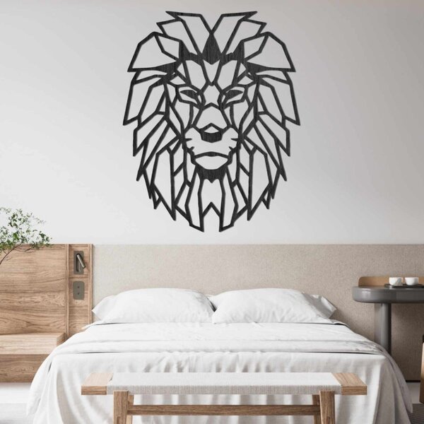 Decorațiune murală din lemn cu siluetă geometrică de leu - LEONIS