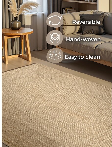 Covor în culoare naturală deschisă reversibil/țesut manual din iută 80x150 cm Juno – Hanse Home